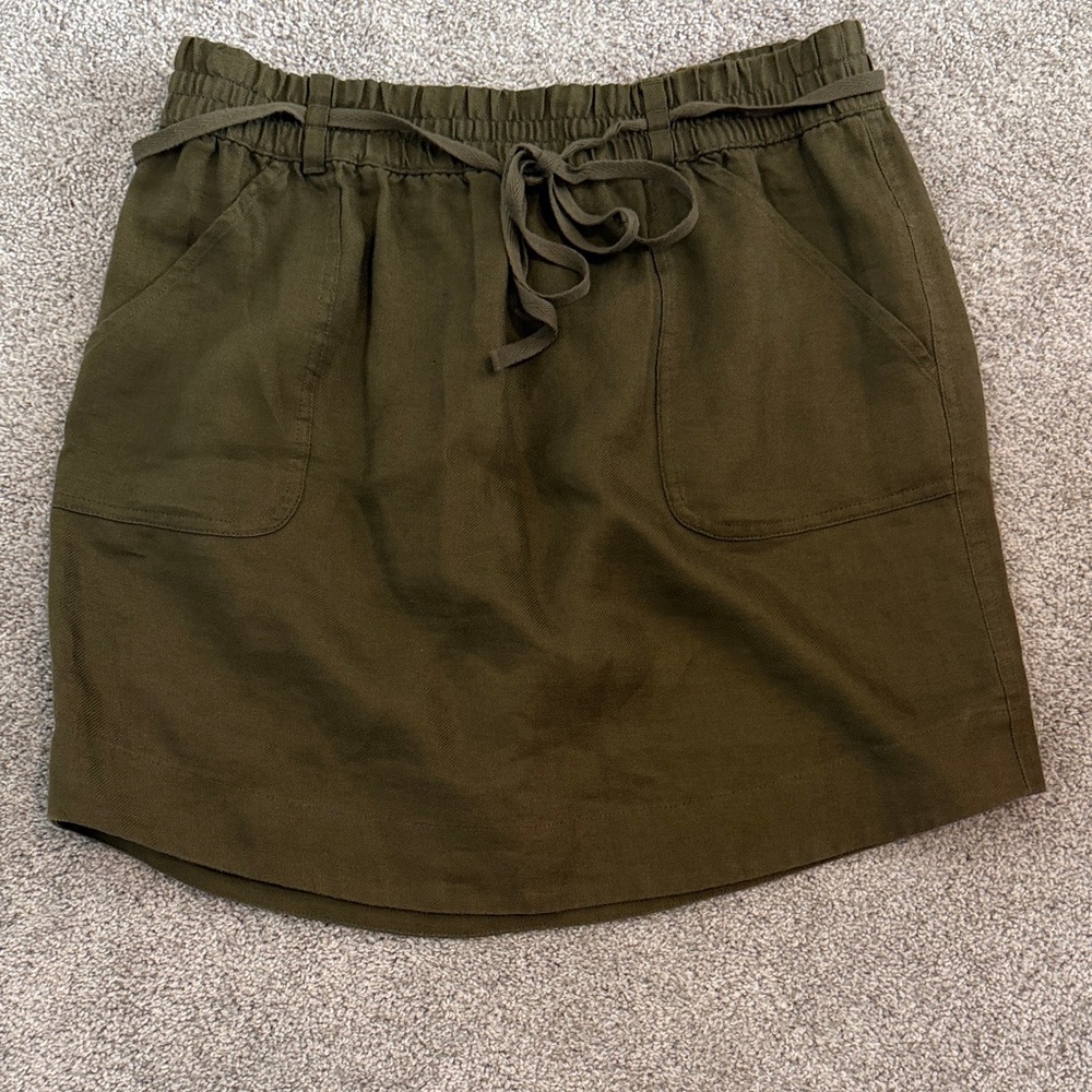 LOFT Olive Drawstring Pocket Mini Skirt